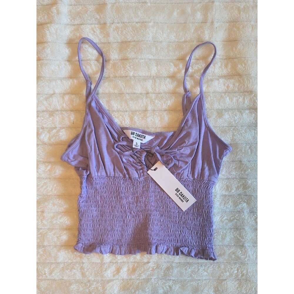 BB‎ Dakota Lavender Smocked Tie-front Cami